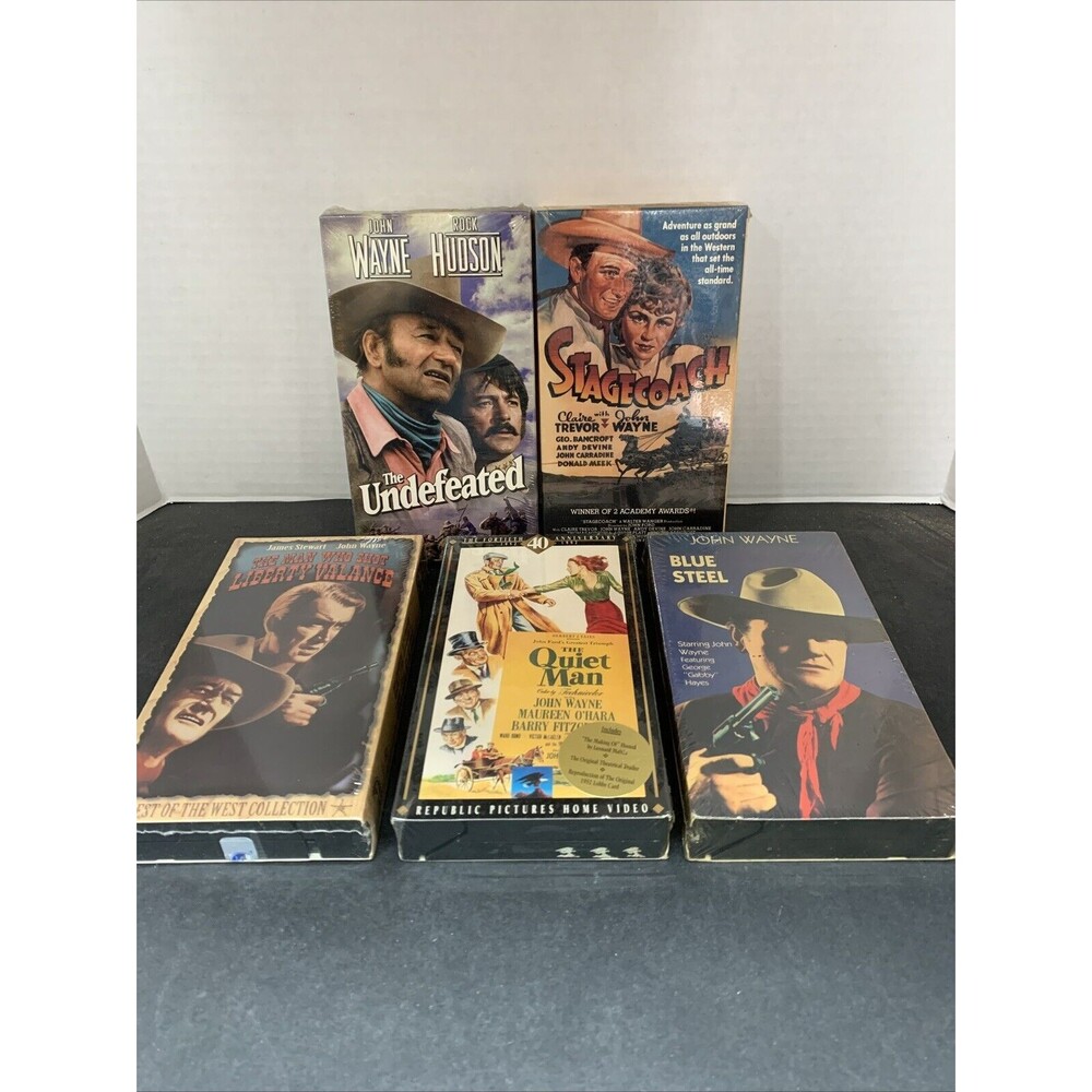 John Wayne sealed VHS Tapes Lot of 5 Western Movies Blue Steel, Undefeated, Etc.